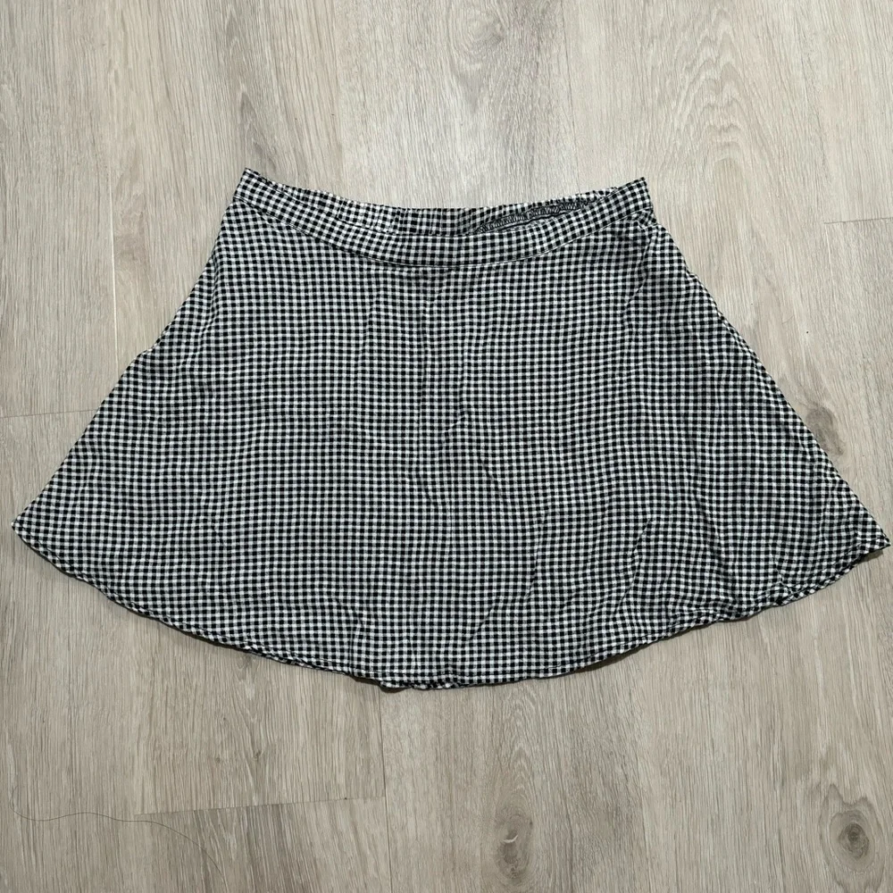 Kids Art Class Girls Black White Checkered Skater Skirt L 10/12